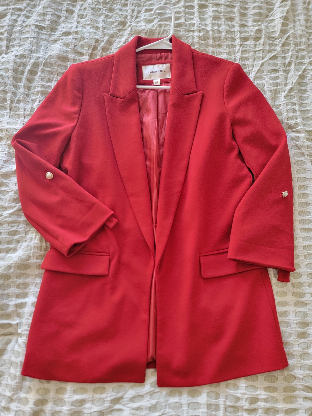 Everly Belle Red Longline Blazer Jacket